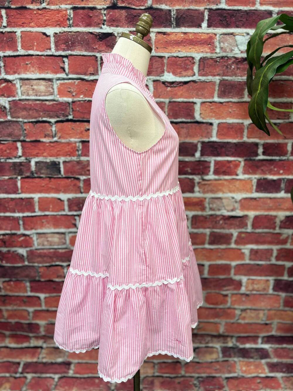 NEW SIMPLY SOUTHERN sweet stripe ruffle tier dress in pink/white - Picture 4 of 4